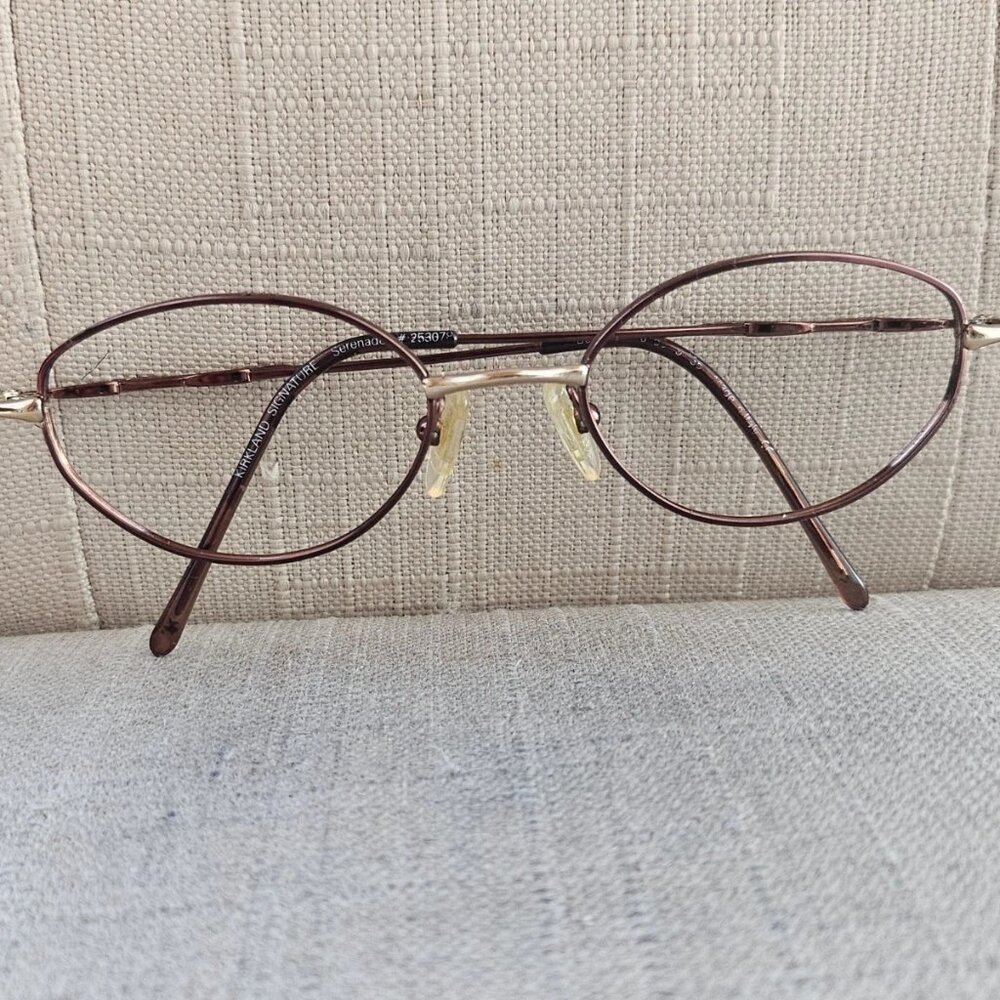 Vintage Kirkland Signature Eyeglasses Frame Brown/Gold Tone Glasses Made Italy